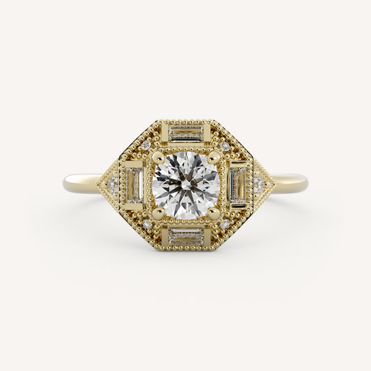 Belmont - 14K Yellow Gold - Round - Natural Diamond