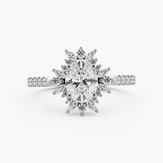 Belle - 14K White Gold - Oval - Natural Diamond