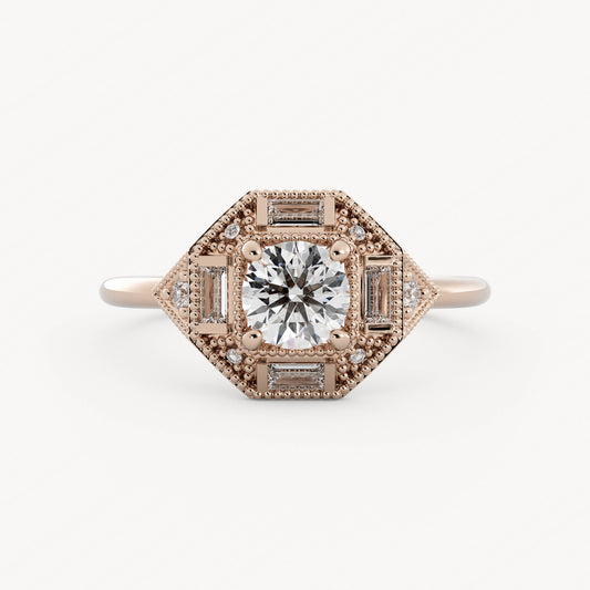 Belmont - 14K Rose Gold - Round - Natural Diamond