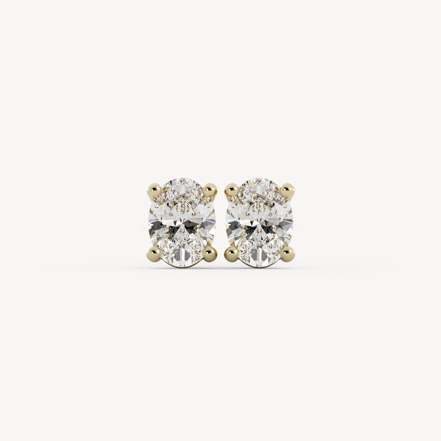 Oval Studs - 14K Yellow Gold - Natural Diamond - 0.25 CTW