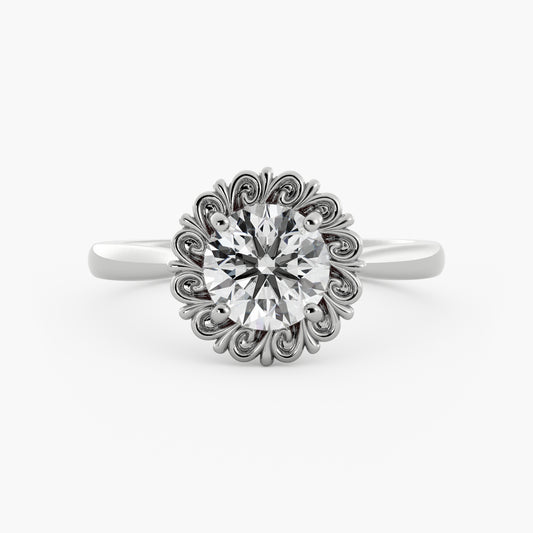 Afton - 14K White Gold - Round