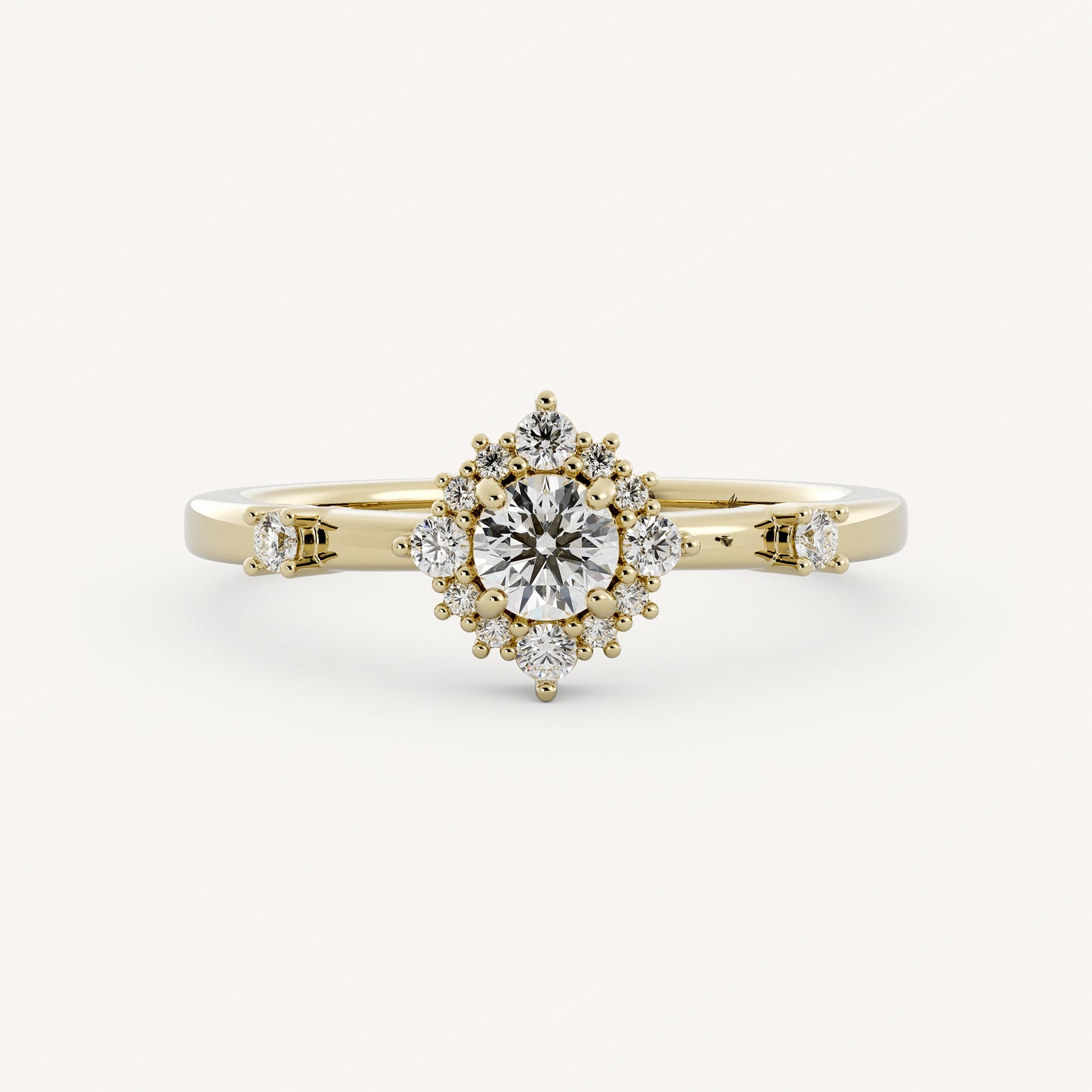 Winnie - 14K Yellow Gold - Round - Natural Diamond