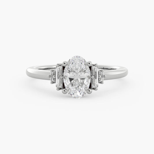 Zoie - 14K White Gold - Oval - Lab Diamond